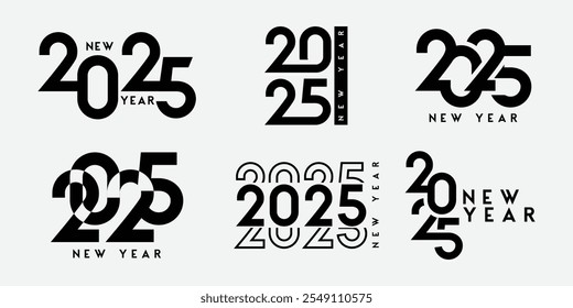 New year 2025 Typography Design. Modern 2025 Typography Art. 2025 Number Design. Creative New year text Vector illustration. 2025 Bold Number Design for Celebrations, Promotions and Social Media