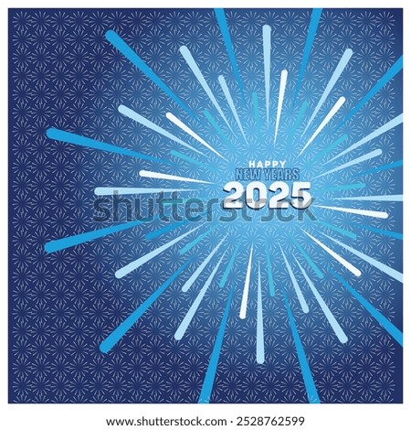 New year 2025 typography. High warp speed with an abstract tunnel or speedometer shape. Happy New Year 2025 concept. Flat vector illustration.
