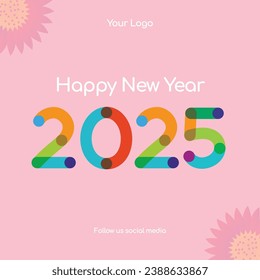 New year 2025 typography logo design. Happy new year 2025 logo design
