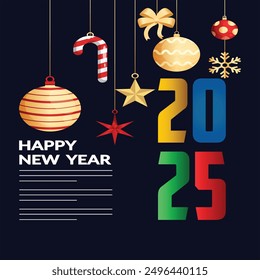 New year 2025 typography logo design. Happy new year 2025 logo design
