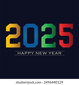 New year 2025 typography logo design. Happy new year 2025 logo design
