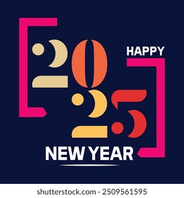 New year 2025 typography logo design. Happy new year 2025 logo design