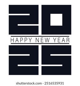 New year 2025 typography logo design. Happy new year 2025 logo design