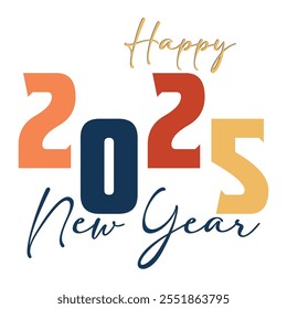 New year 2025 typography logo design. Happy new year 2025 logo design