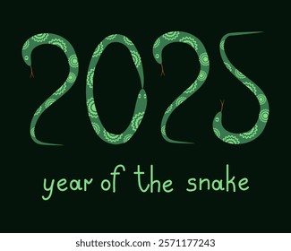 New year 2025 vector illustration, year of the snake