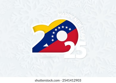 New Year 2025 for Venezuela on snowflake background. Greeting Venezuela with new 2025 year.