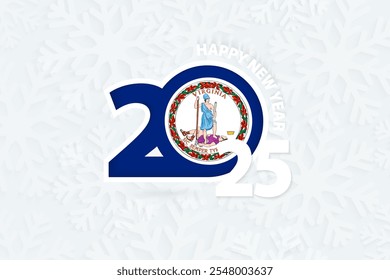 Nuevo año 2025 para Virginia sobre fondo de copo de nieve. Saludo a Virginia con el nuevo año 2025.