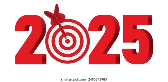 New Year 2025 white red and target and dart