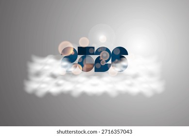 Neujahr 2026. Abstrakter Hintergrund mit Licht und Wolken. Vektorgrafik.
