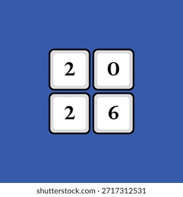 new year 2026 in abstract flat keyboard key vector illustration	