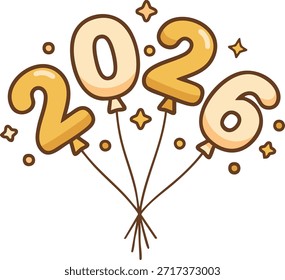 New year 2026 balloons celebration party icon illustration