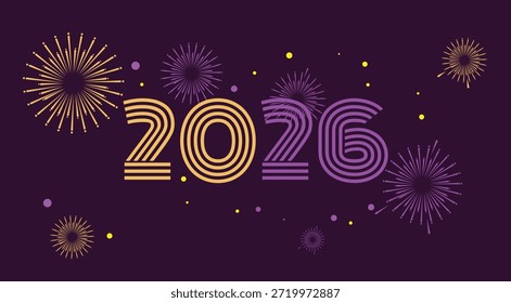 Fondo de la celebración del año Nuevo 2026 con fuegos artificiales