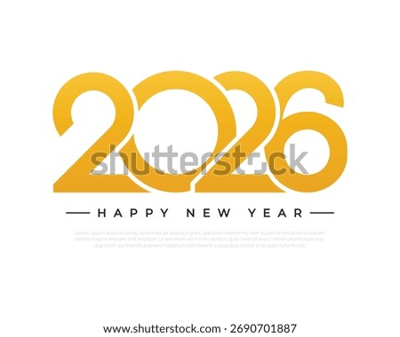 New Year 2026 Celebration in Flat Typography Design Illustration for calendar and poster sign design decoration