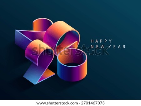 New year 2026. Colored 3D numbering design. Colorful isometric numbers on dark background. Minimalistic greeting card design.