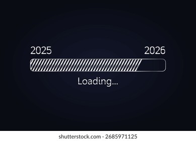 O ano novo de 2026 está chegando. O conceito de barra de carga de 2025 a 2026.