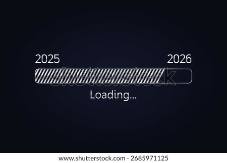 The new year 2026 is coming. The loading bar concept from 2025 to 2026.