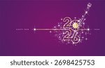 New Year 2026 countdown line design firework champagne gold white purple background vector