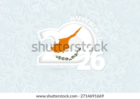 New Year 2026 for Cyprus on snowflake background. Greeting Cyprus with new 2026 year.