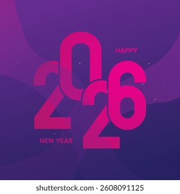 New Year 2026 design with space concept with purple gradient background. Vector Illustration.