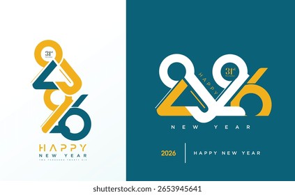Nuevo año 2026 diseño. Diseño de número único y raro sobre un fondo elegante. Diseño para calendarios, tarjetas de felicitación y carteles.