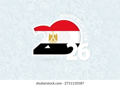Ano Novo 2026 para o Egito em fundo floco de neve. Saudando o Egito com o novo ano de 2026.