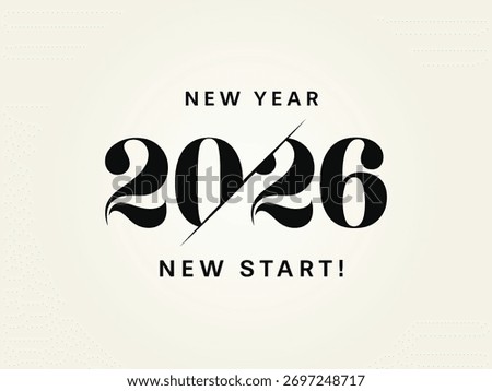 New Year 2026 A Fresh Start. 2026 New Year logo text design. 2026 New Year illustration.