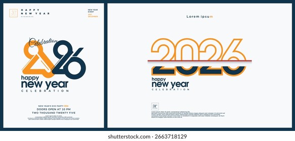 Logo Neujahr 2026. Mit unterschiedlichem Nummernlogo-Konzept. 2026 Neujahrsfeier Vektor Premium Design. Design für Kalender, Poster und Cover.