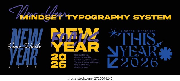 New Year 2026 Mindset Typography System Print Design Bundle for T-Shirts and Posters