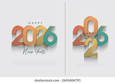 New year 2026 number design. 3D numbers Happy New Year 2026. Number design for calendar, poster, flyer and social media post design needs.