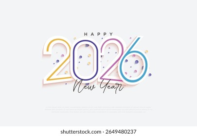 New year 2026 number design. The design of the number positions that are not arranged in a row makes the design more beautiful and conceptual. 2026 vector premium design.