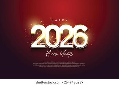 New year 2026 number design with a sprinkling of elegant and beautiful celebratory ornaments. 2026 new year background design for calendar, banner and poster design.