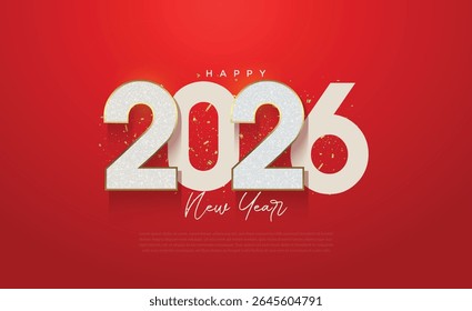 New year 2026 numbers design. Embossed and flat numbers concept. New year 2026 design for a poster, calendar and social media post. 2026 vector premium design.