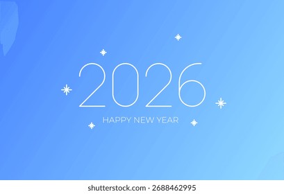 Projeto de cartaz de Ano Novo 2026 com números minimalistas. Design de pôster estilizado simples para o Ano Novo