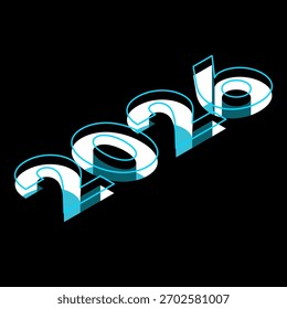 New Year 2026 poster design with isometric numbers in modern style. Happy new year greeting card banner design for 2026 resolution. 3d lettering