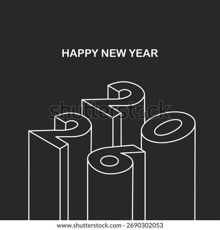 New Year 2026 poster design with isometric numbers in modern style. Happy new year greeting card banner design for 2026 resolution.