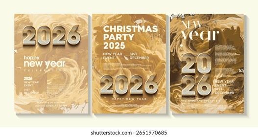Cartaz de Ano Novo 2026 com números que é elegante e muito moderno. Design numérico raro. Design de vetor premium para banners, calendários e postagens de mídia social.