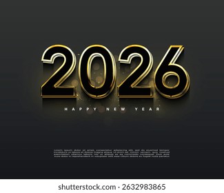 ano novo 2026 com design de número raro. e conceitos de saudação para a celebração de Ano Novo 2026.