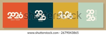 New Year 2026 with a simple design and combined colors. Premium vector design. New Year 2026 background.