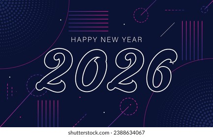 Diseño del logo de la tipografía de Año Nuevo 2026. Feliz diseño del logo del año nuevo 2026
