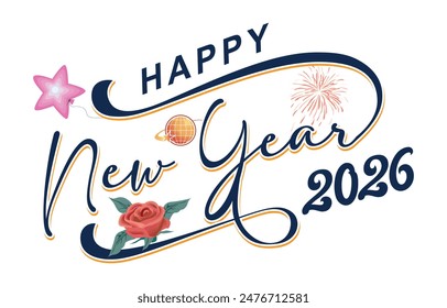Nuevo año 2026 tipografía diseño del logotipo. Feliz año nuevo 2026 logo diseño