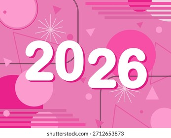 Ano Novo 2026 Vetor fundo geométrico abstrato padrão rosa