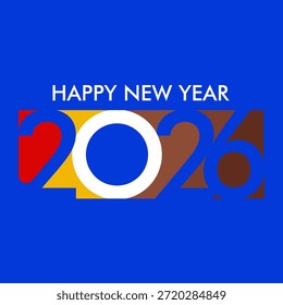 Ano Novo 2026 design vetorial com elementos de celebração festiva e estilo moderno. Perfeito para cartões comemorativos, cartazes, conteúdo de mídia social, banners e promoções de feriado.