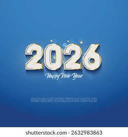 Ano novo 2026 com design de número muito simples e bonito. Conceito de saudação para uma celebração de Ano Novo 2026.