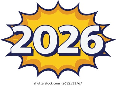 Nouvelle année 2026 avec un motif jaune derrière elle