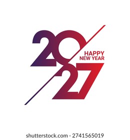 New Year 2027 design with red number on white background. Vector Illustration.