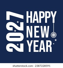 Diseño del logo de la tipografía de Año Nuevo 2027. Feliz diseño del logo de Año Nuevo 2027