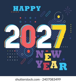 Neues Jahr 2027 typografisches Logo Design. Schönes neues Jahr 2027 Logo-Design