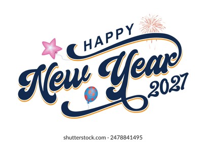 Nuevo año 2027 tipografía diseño del logotipo. Feliz año nuevo 2027 logo diseño