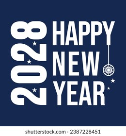 Diseño del logo de la tipografía de Año Nuevo 2028. Feliz diseño del logo del año nuevo 20248
