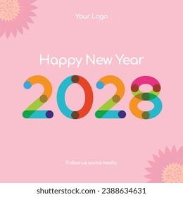 New year 2028 typography logo design. Happy new year 20248 logo design